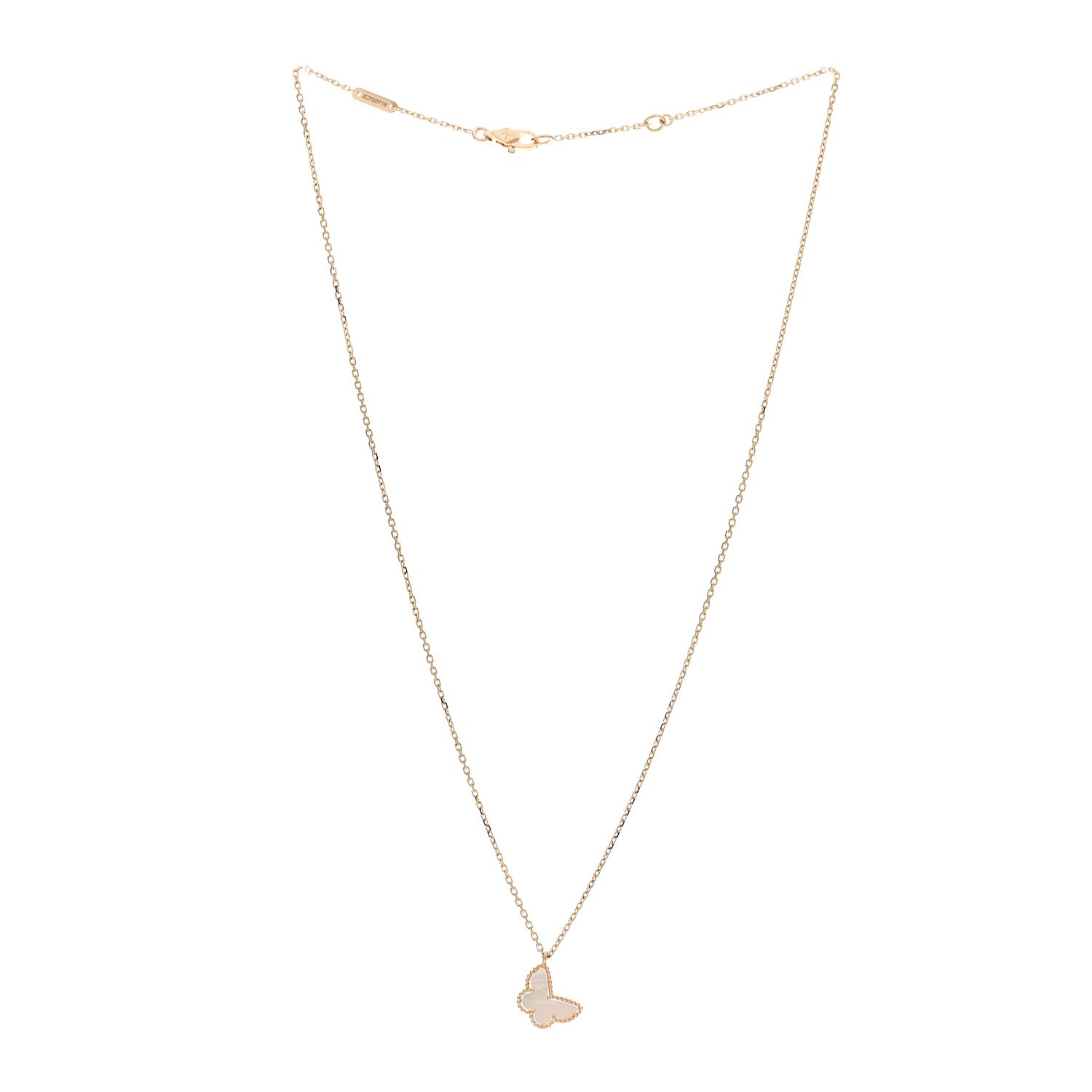 Van Cleef & Arpels 18K Yellow Gold Mother of Pearl Sweet Alhambra Butterfly Pendant Necklace 3 of 5