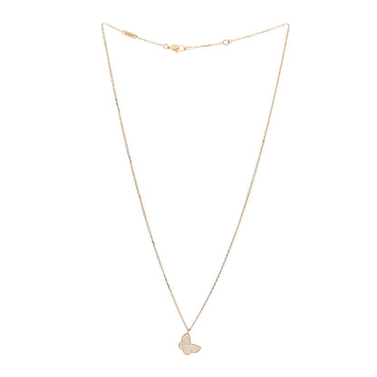 Van Cleef & Arpels 18K Yellow Gold Mother of Pearl Sweet Alhambra Butterfly Pendant Necklace 3 of 5