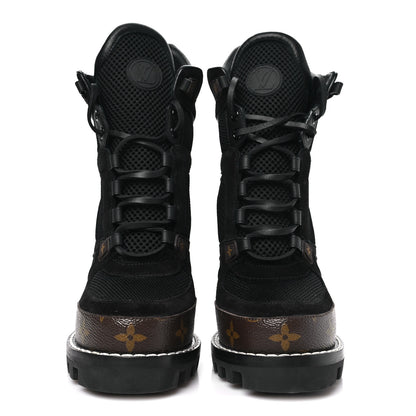 Louis Vuitton Suede Calfskin Monogram Star Trail Ankle Boots 38 Black 3 of 8