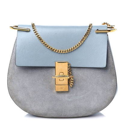 Chloe Suede Smooth Calfskin Drew Shoulder Bag Cloudy Blue 1 of 11