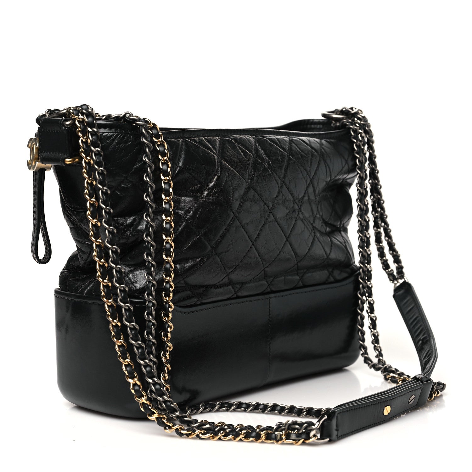 Chanel Aged Calfskin Quilted Medium Gabrielle Logo Hobo Black 3 of 10