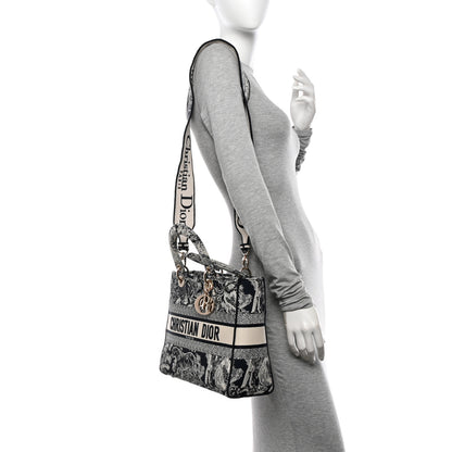 Christian Dior Toile de Jouy Embroidered Large Lady D-Lite Navy 2 of 10