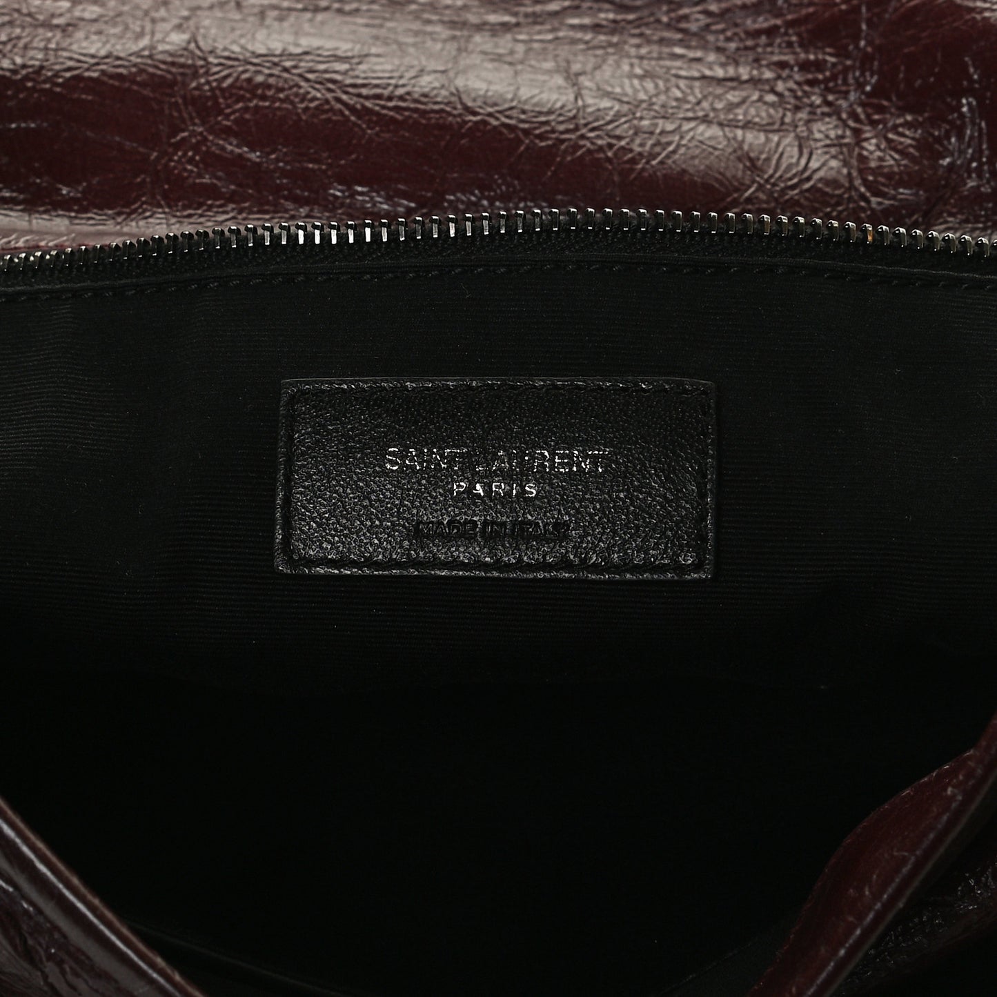 Crinkled Calfskin Matelasse Monogram Medium Niki Chain Satchel Burgundy