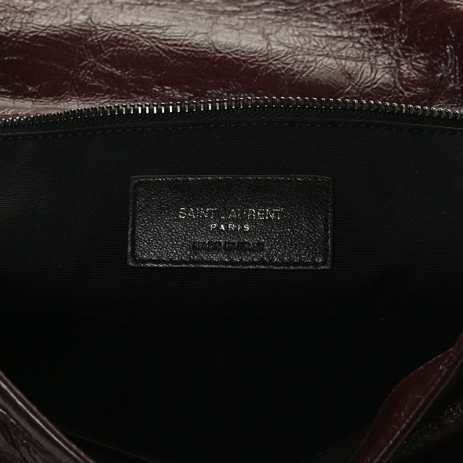 Saint Laurent Crinkled Calfskin Matelasse Monogram Medium Niki Chain Satchel Burgundy 6 of 13