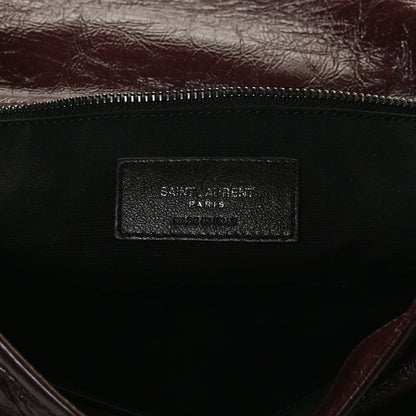 Saint Laurent Crinkled Calfskin Matelasse Monogram Medium Niki Chain Satchel Burgundy 6 of 13