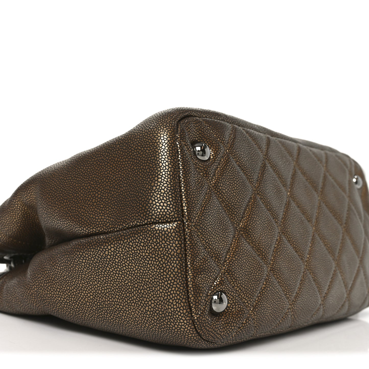 Metallic Caviar Quilted Large Timeless CC Soft Tote Bronze