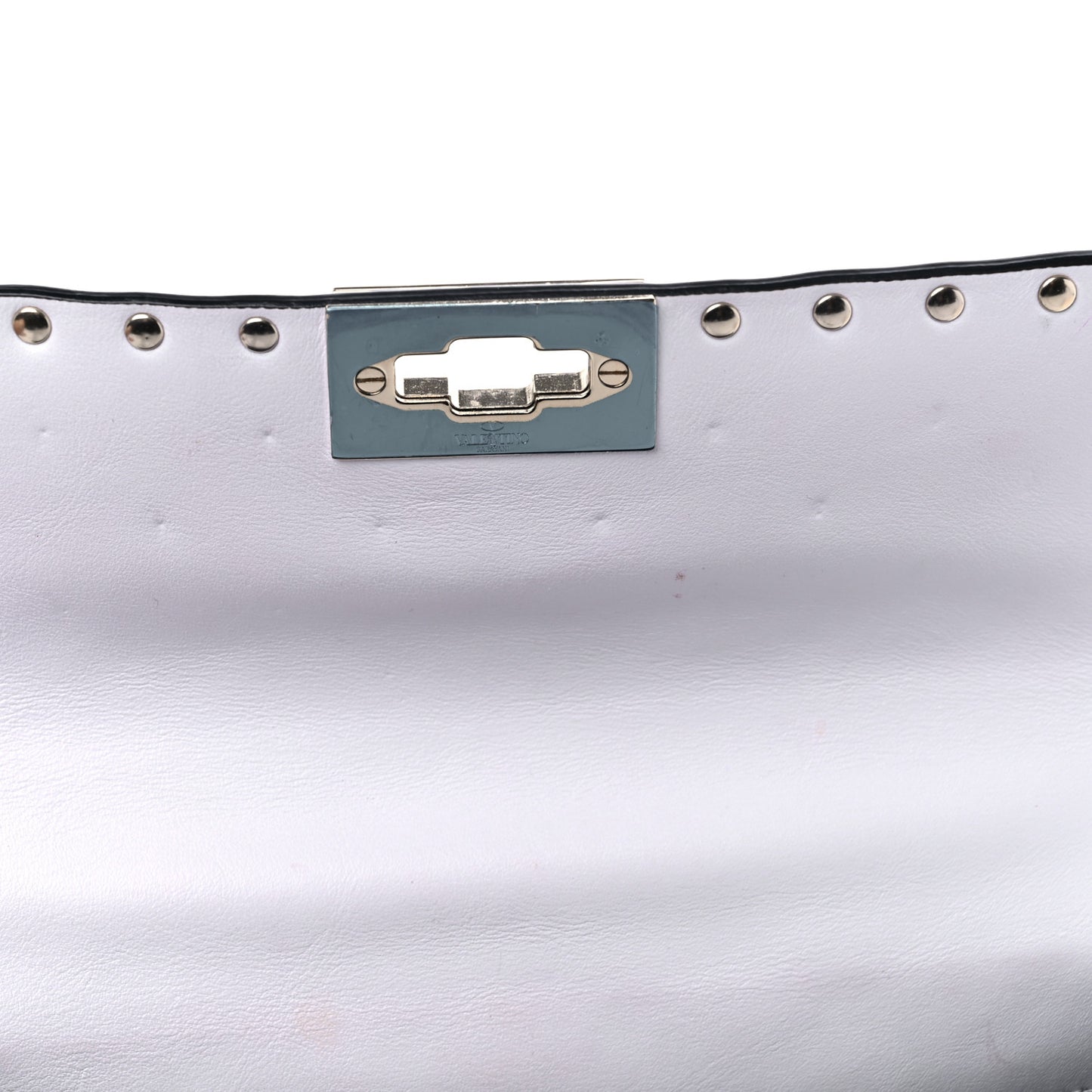 Lambskin VLTN Print Medium Rockstud Spike Shoulder Bag Optic White Black