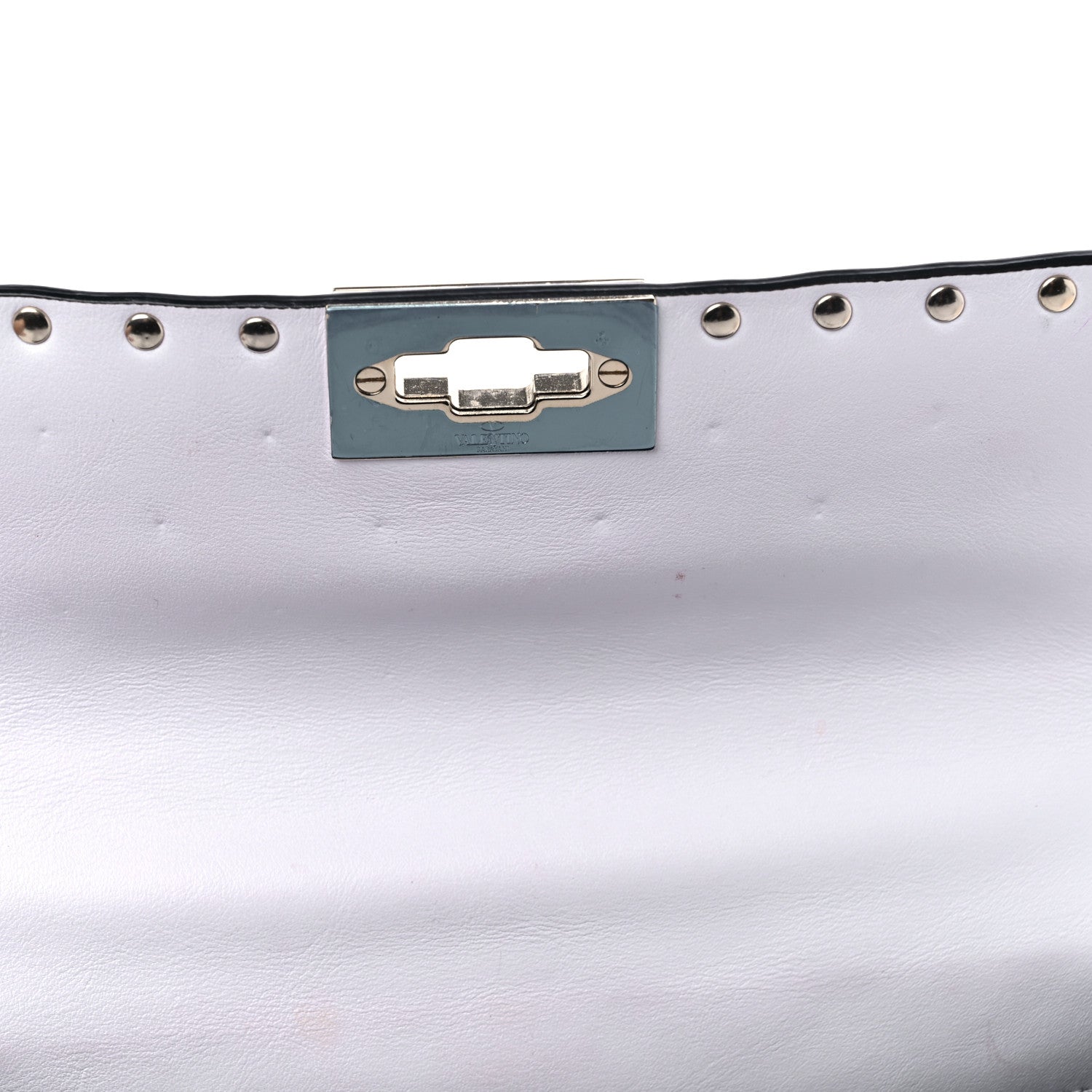 Valentino Garavani Lambskin VLTN Print Medium Rockstud Spike Shoulder Bag Optic White Black 8 of 8