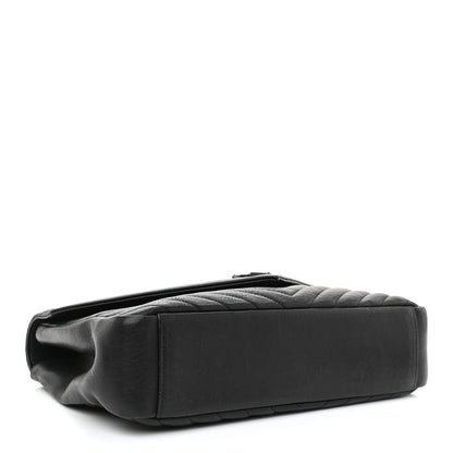 Saint Laurent Sheepskin Matelasse Chevron Monogram Monochrome Large College Satchel Black 4 of 9