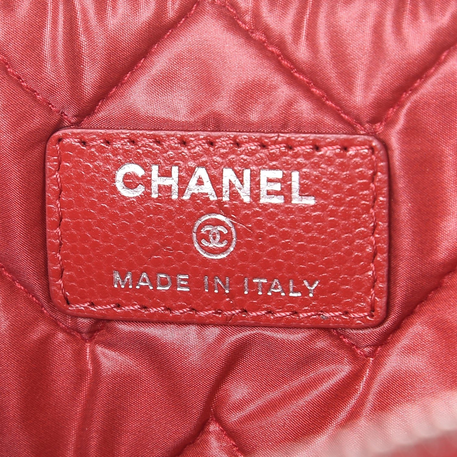 Chanel Caviar Chevron Quilted Medium Cosmetic Case Dark Red 6 of 8