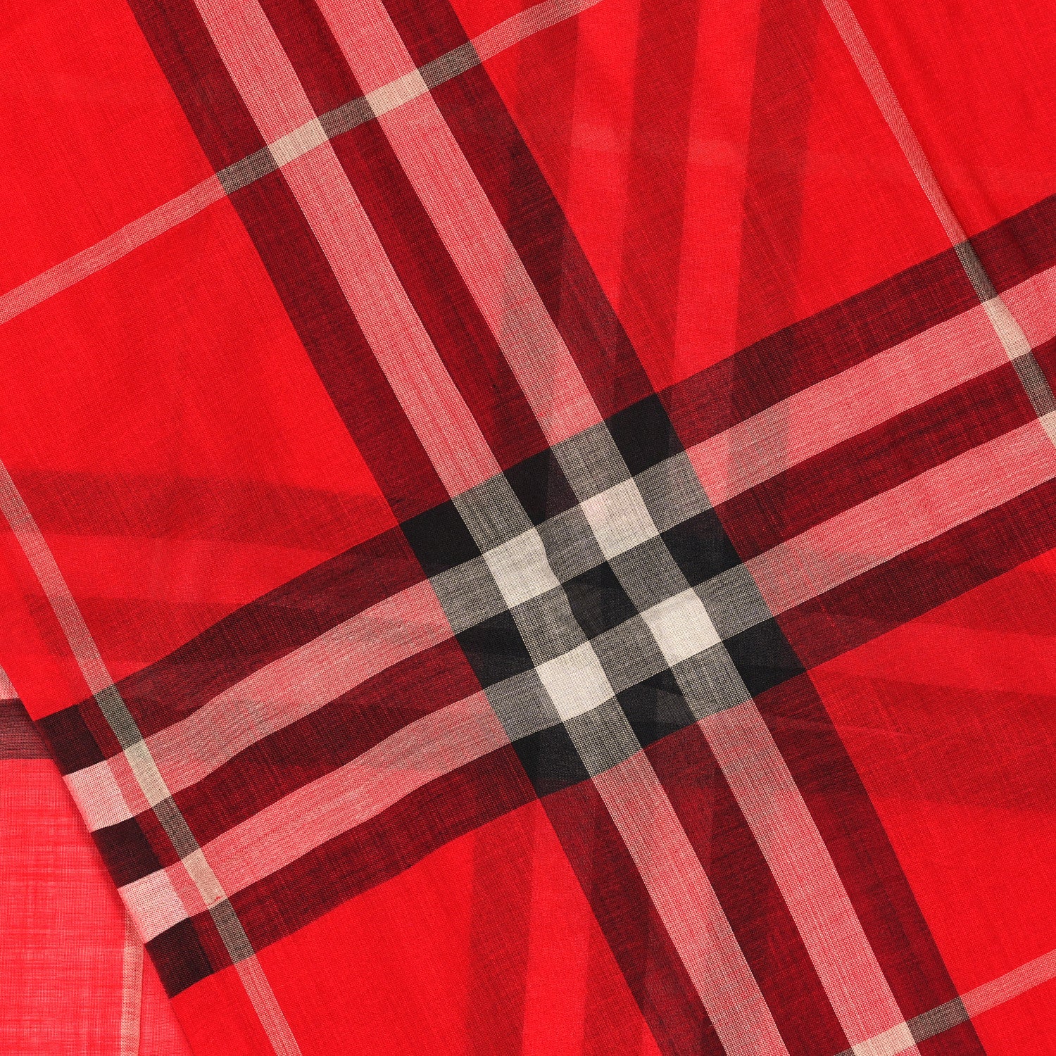 Burberry Wool Cashmere Tonal Check Lightweight Scarf Parade Red 4 of 4