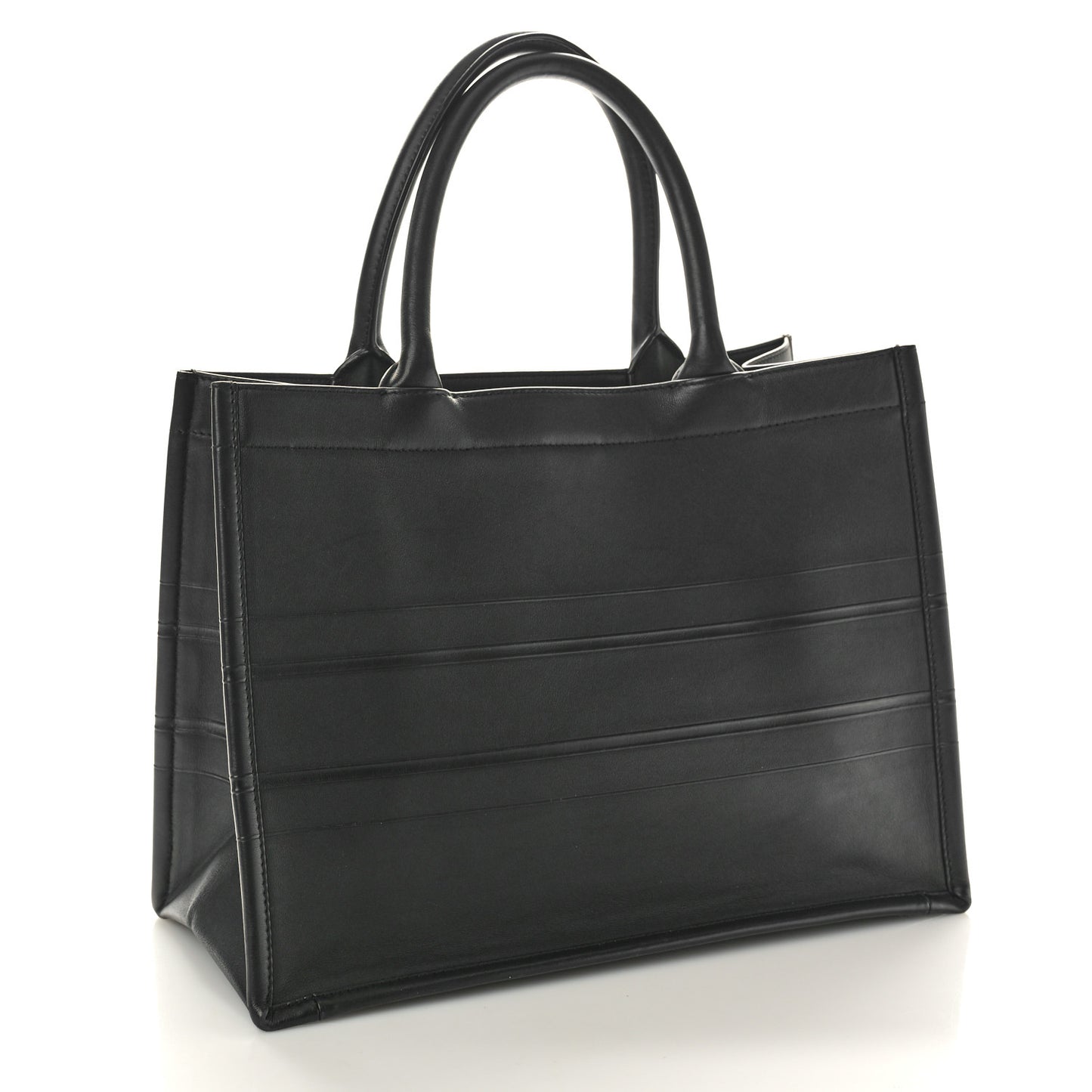 Calfskin Embossed Medium Book Tote Black