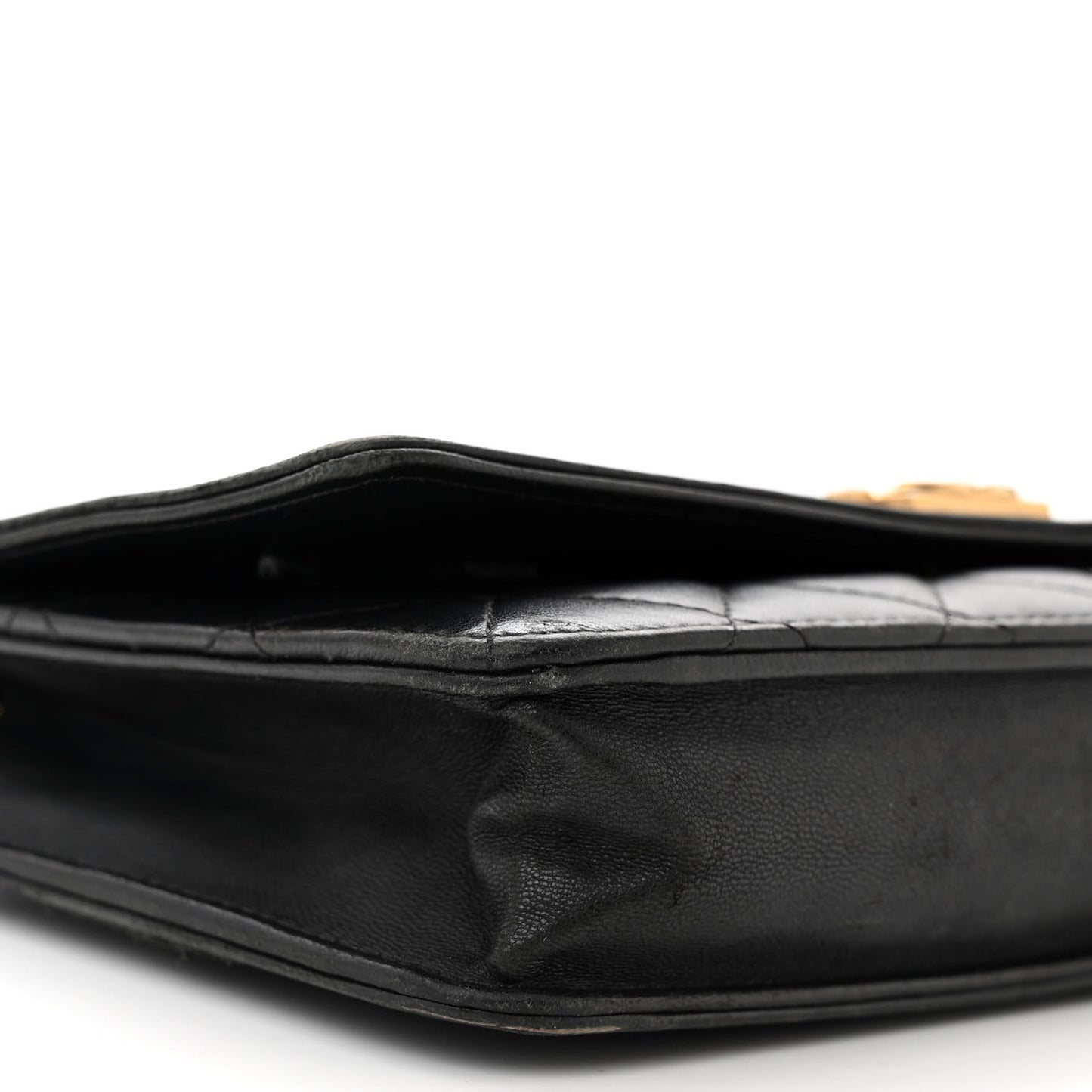 Lambskin Quilted Boy Wallet On Chain WOC Black