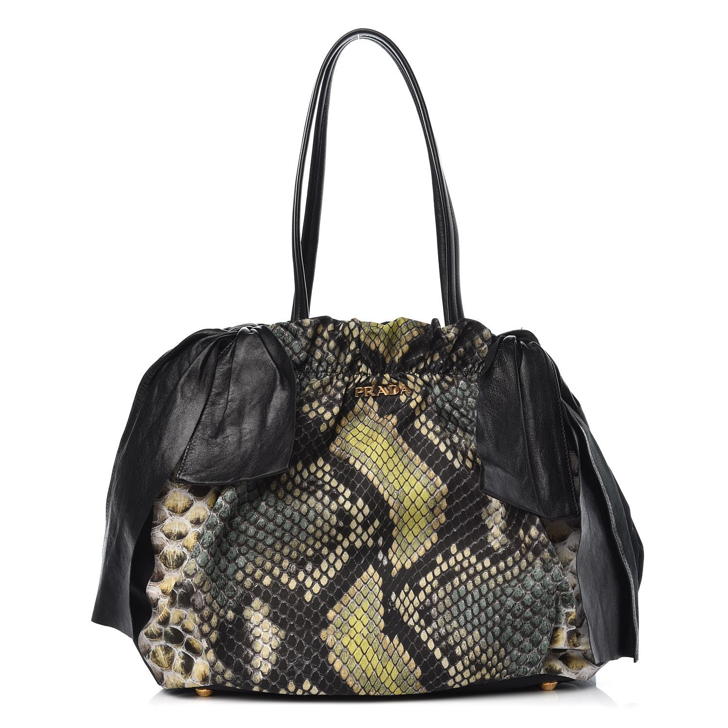 Prada Nylon Python Print Large Bow Bag Verde 1 of 8