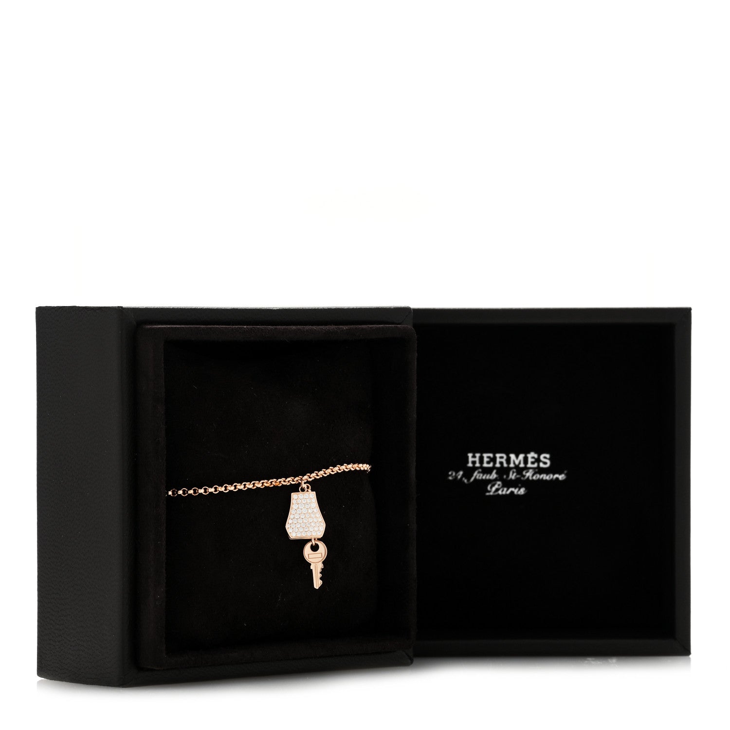 Hermes 18K Rose Gold Diamond PM Kelly Clochette Bracelet SH 4 of 4