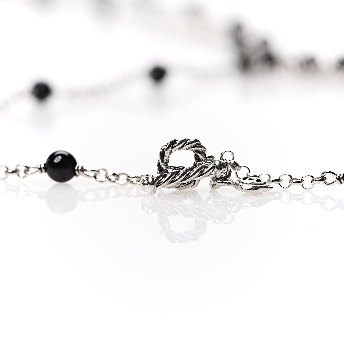 Sterling Silver Black Onyx Station Chain Necklace