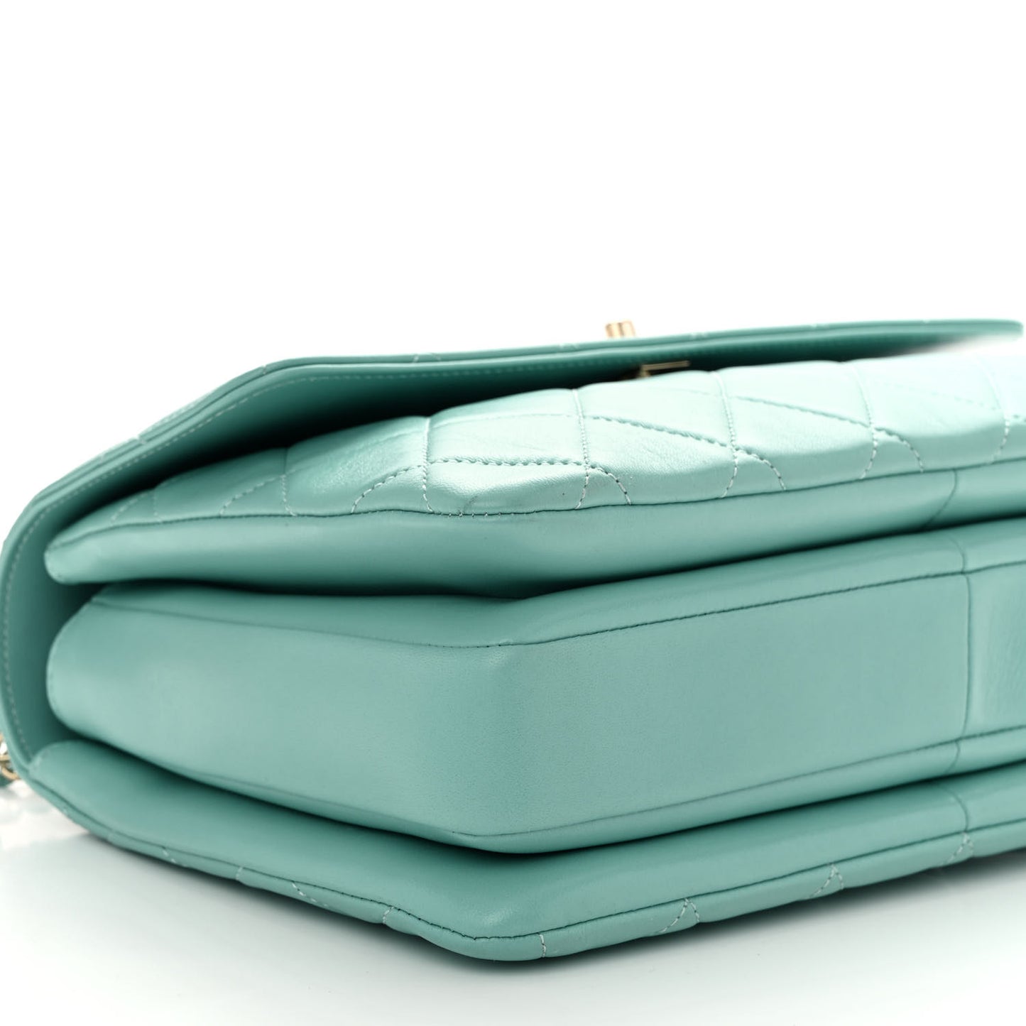 Lambskin Quilted Medium Trendy CC Flap Dual Handle Bag Light Green