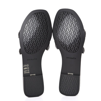 Hermes Rubber Aloha Sandals 37 Black 5 of 8