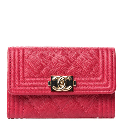Chanel Caviar Quilted Boy Flap Card Holder Fuchsia 1 of 8