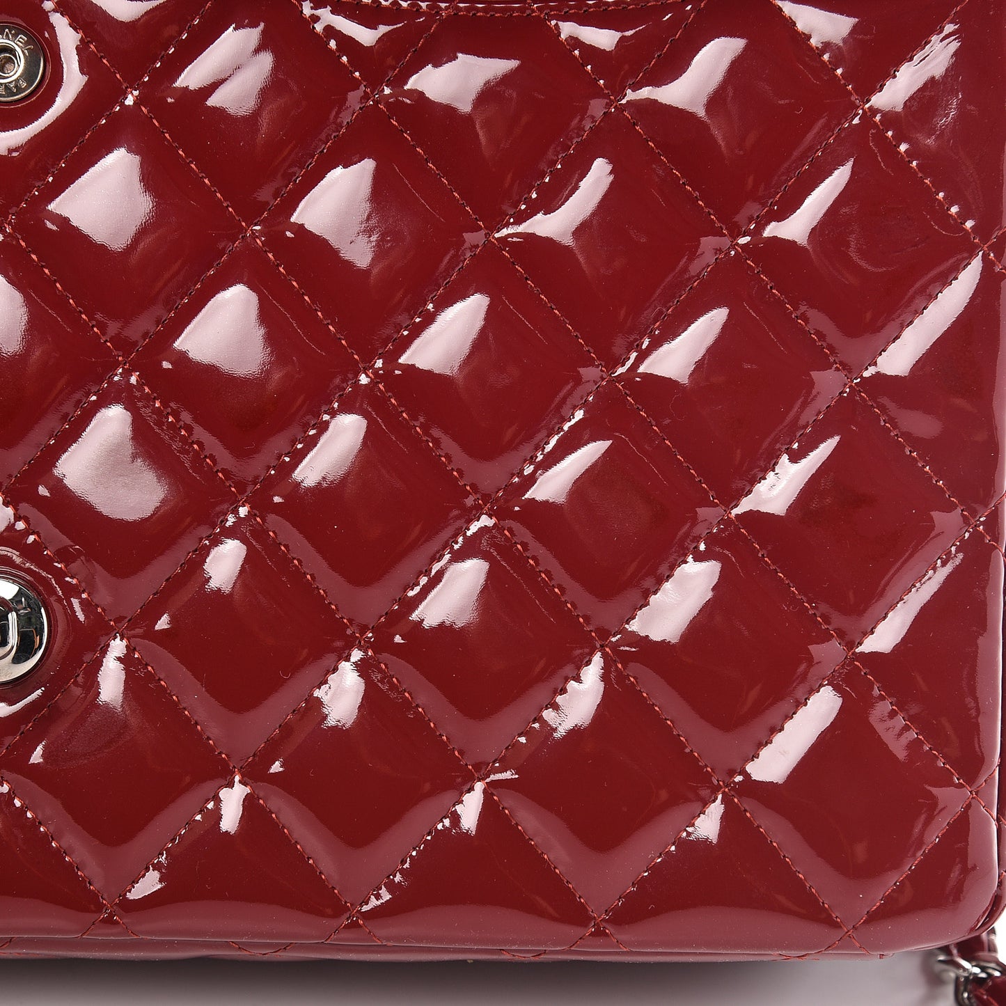 Patent Quilted Maxi Double Flap Red