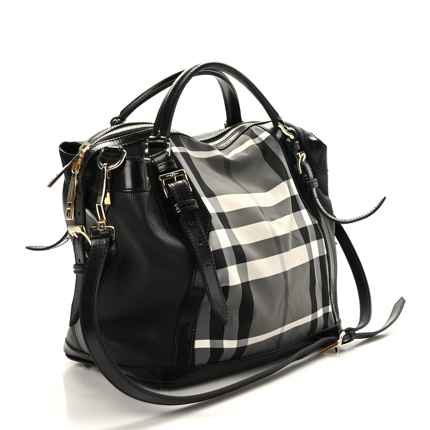 Nylon Beat Check Medium Landscape Lynher Tote Black