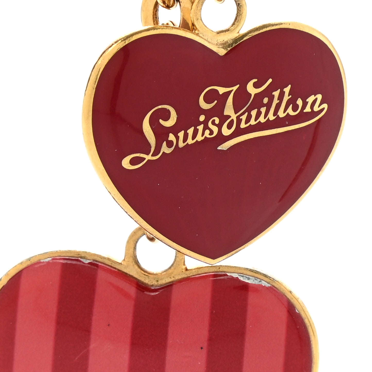 Rayures Coeur Bag Charm Key Holder Pomme D'Amour