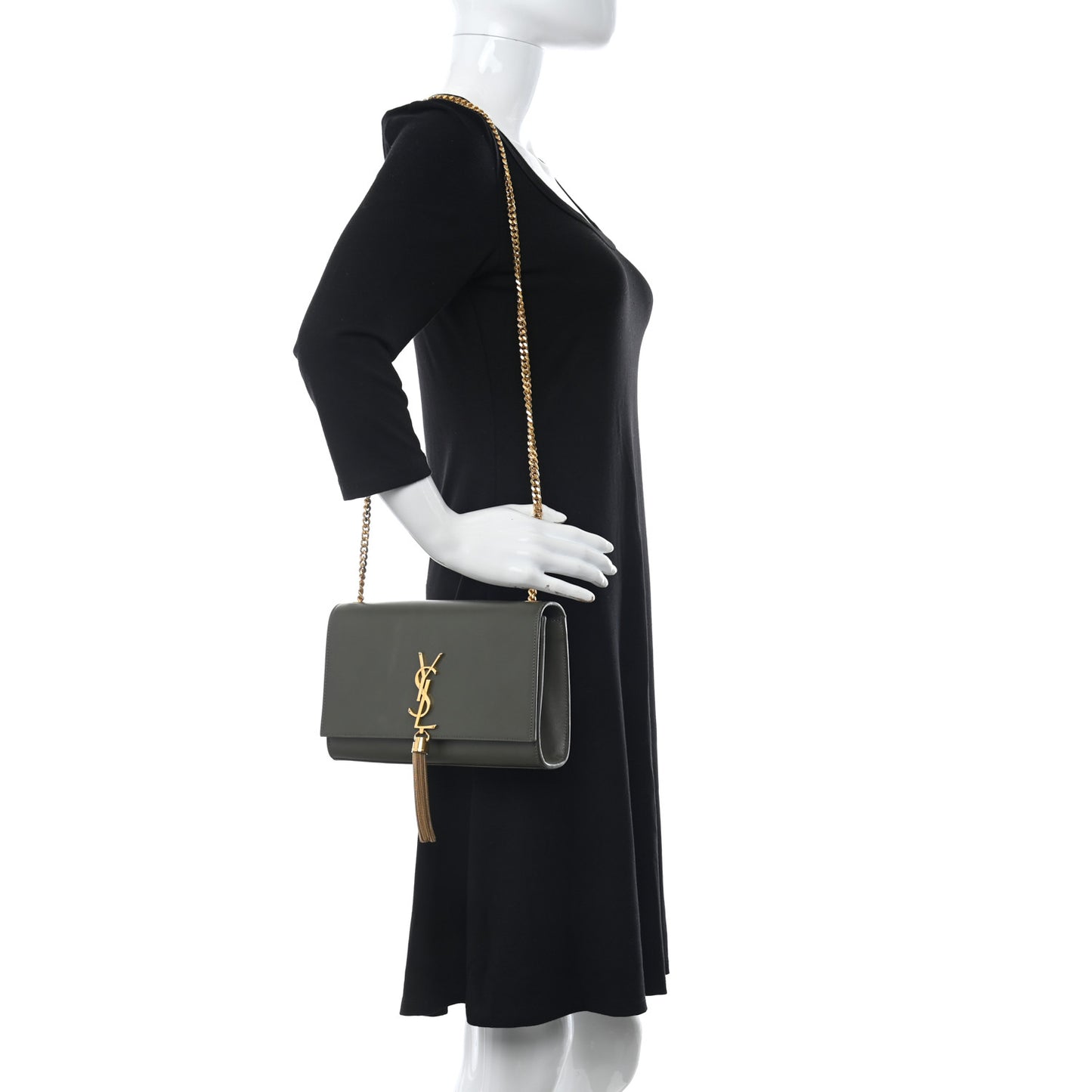 Smooth Calfskin Medium Classic Monogram Kate Tassel Satchel