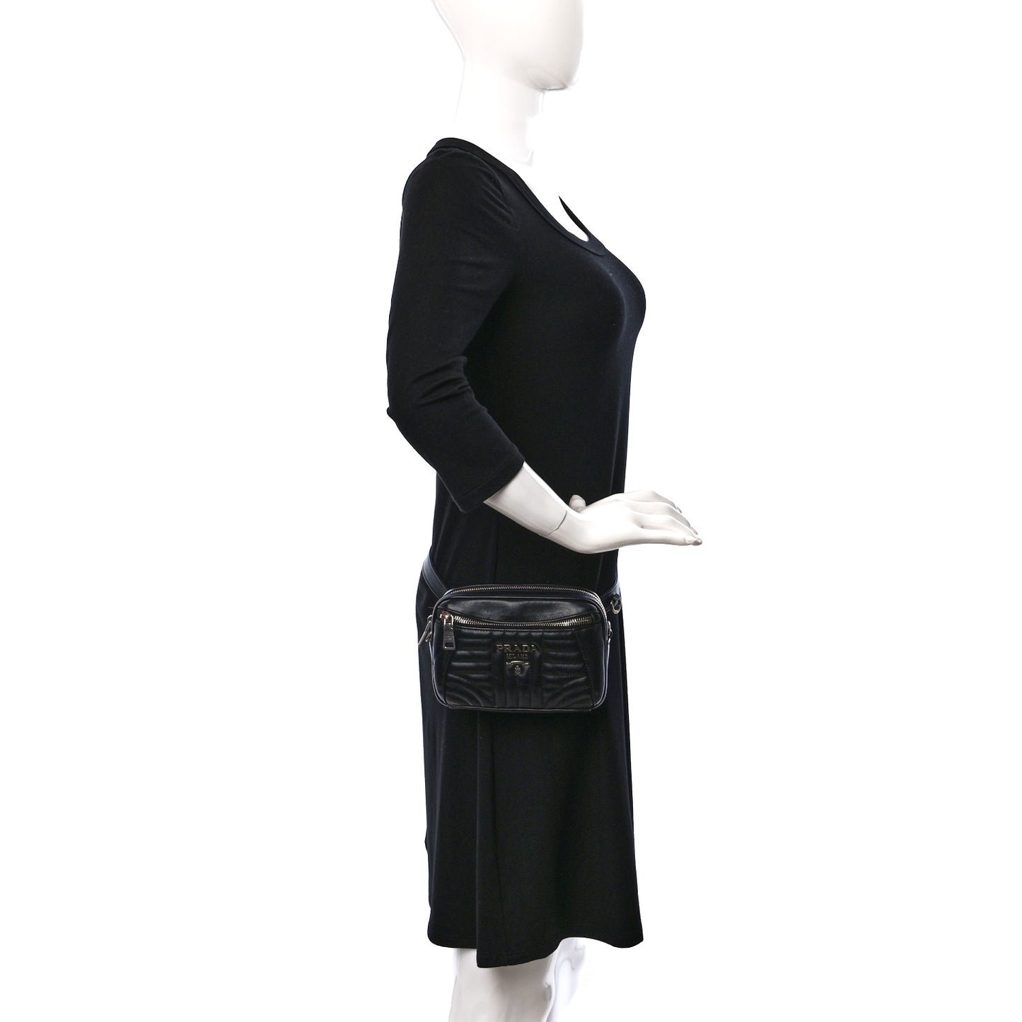 Soft Calfskin Impunture Diagramme Belt Bag Black