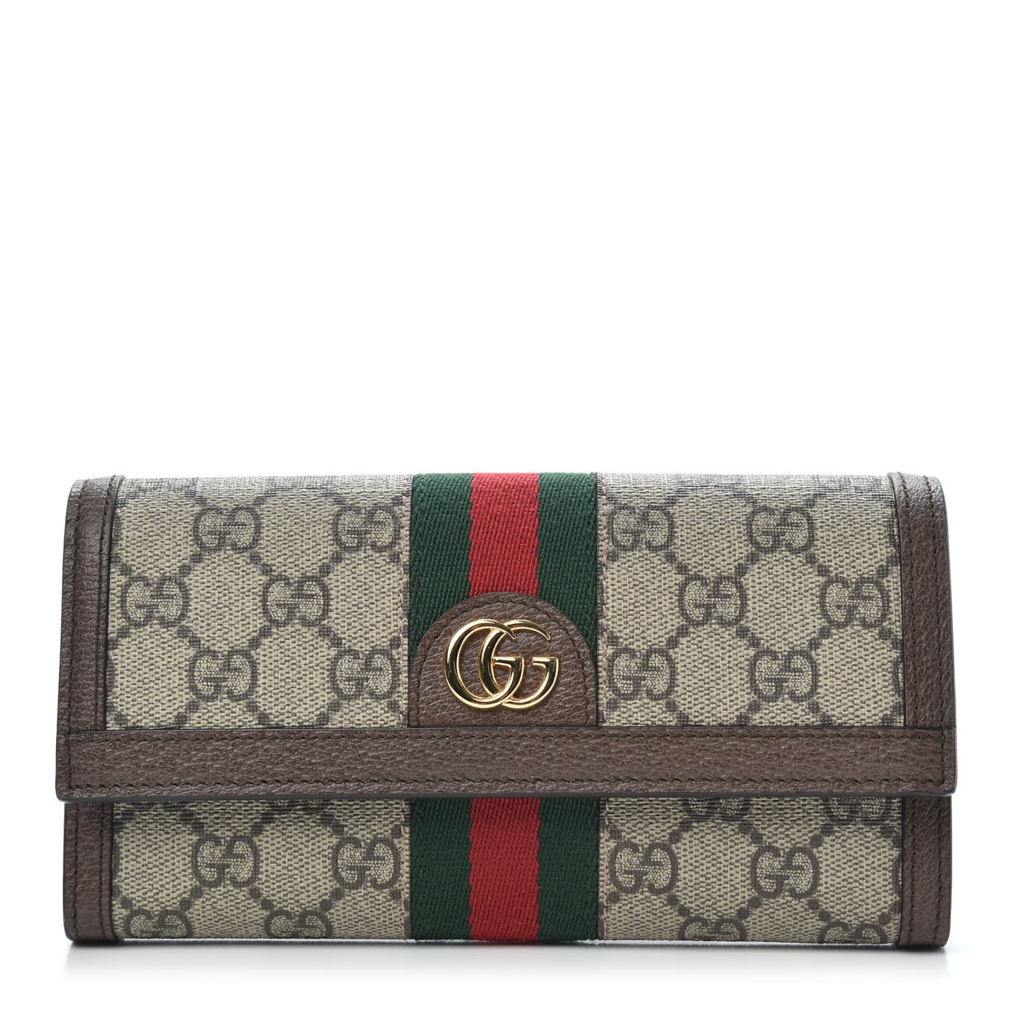 GG Supreme Monogram Web Ophidia Continental Wallet Brown