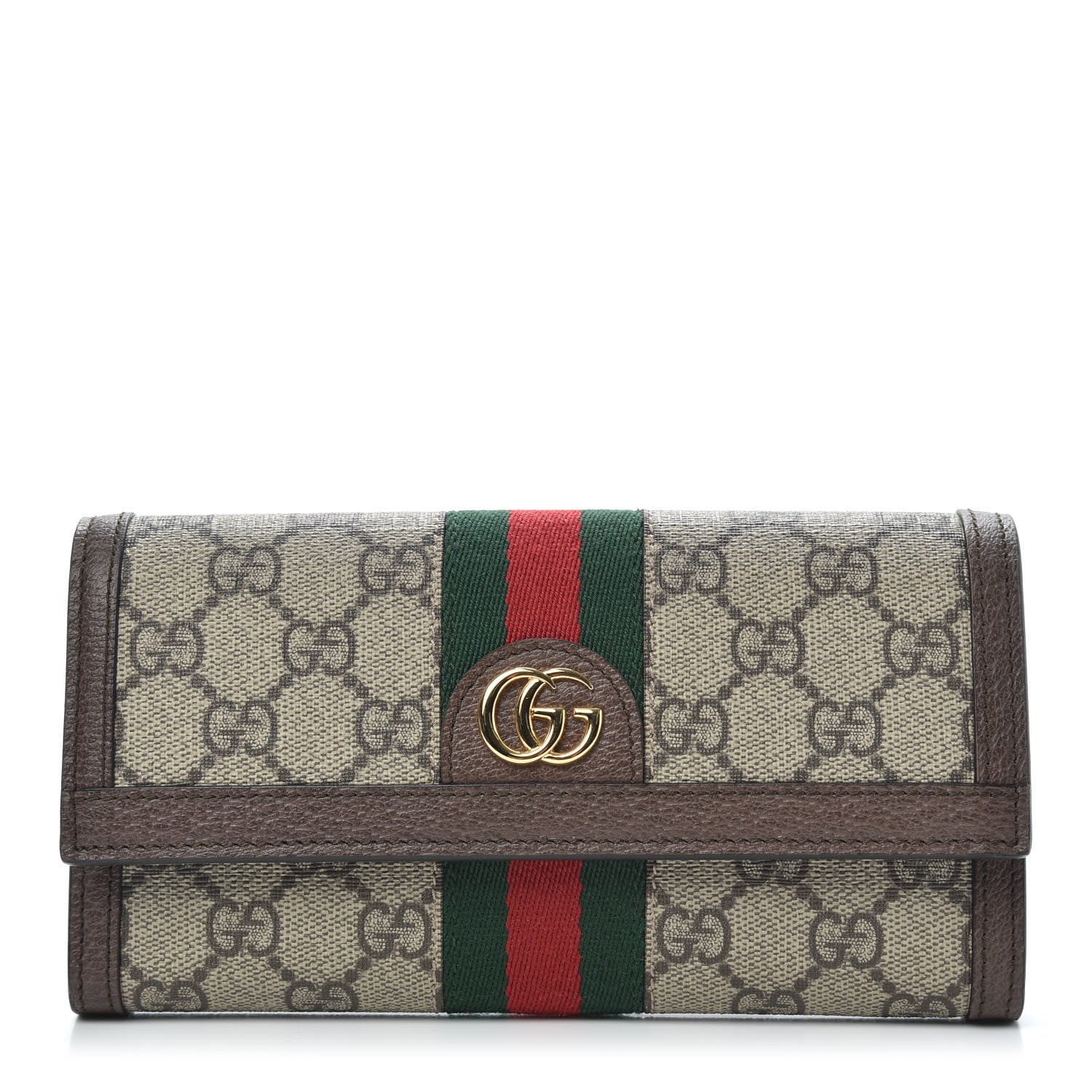 Gucci GG Supreme Monogram Web Ophidia Continental Wallet Brown 1 of 8