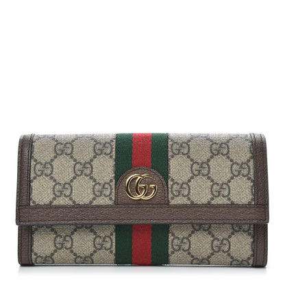 Gucci GG Supreme Monogram Web Ophidia Continental Wallet Brown 1 of 8