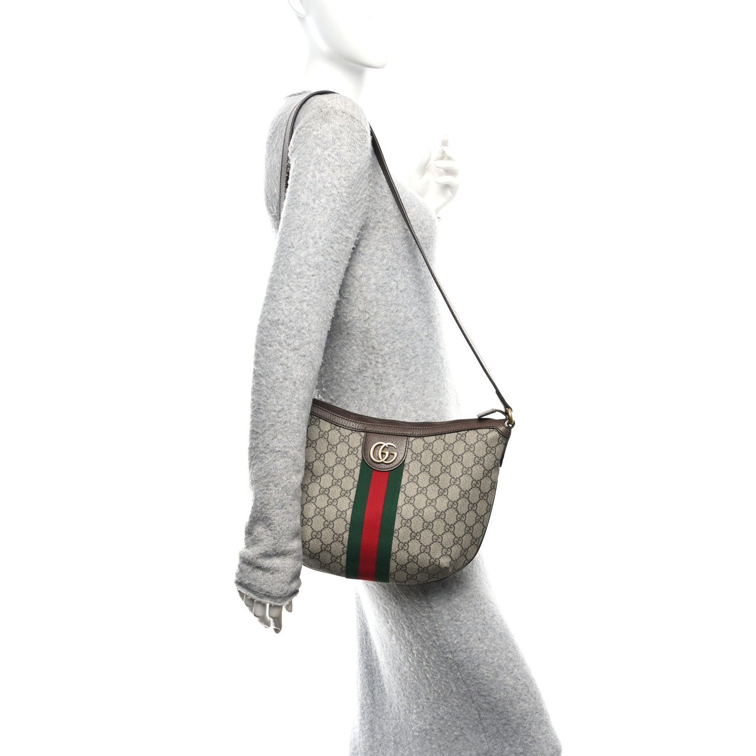 Gucci GG Supreme Monogram Web Small Ophidia Half Moon Hobo Brown 2 of 10