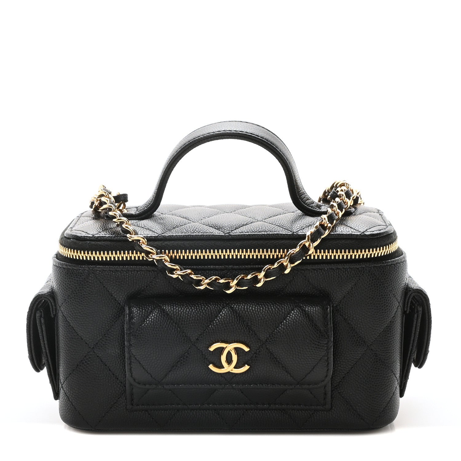 Chanel Caviar Quilted Polly Pocket East West Top Vanity With Chain Black 1 of 10