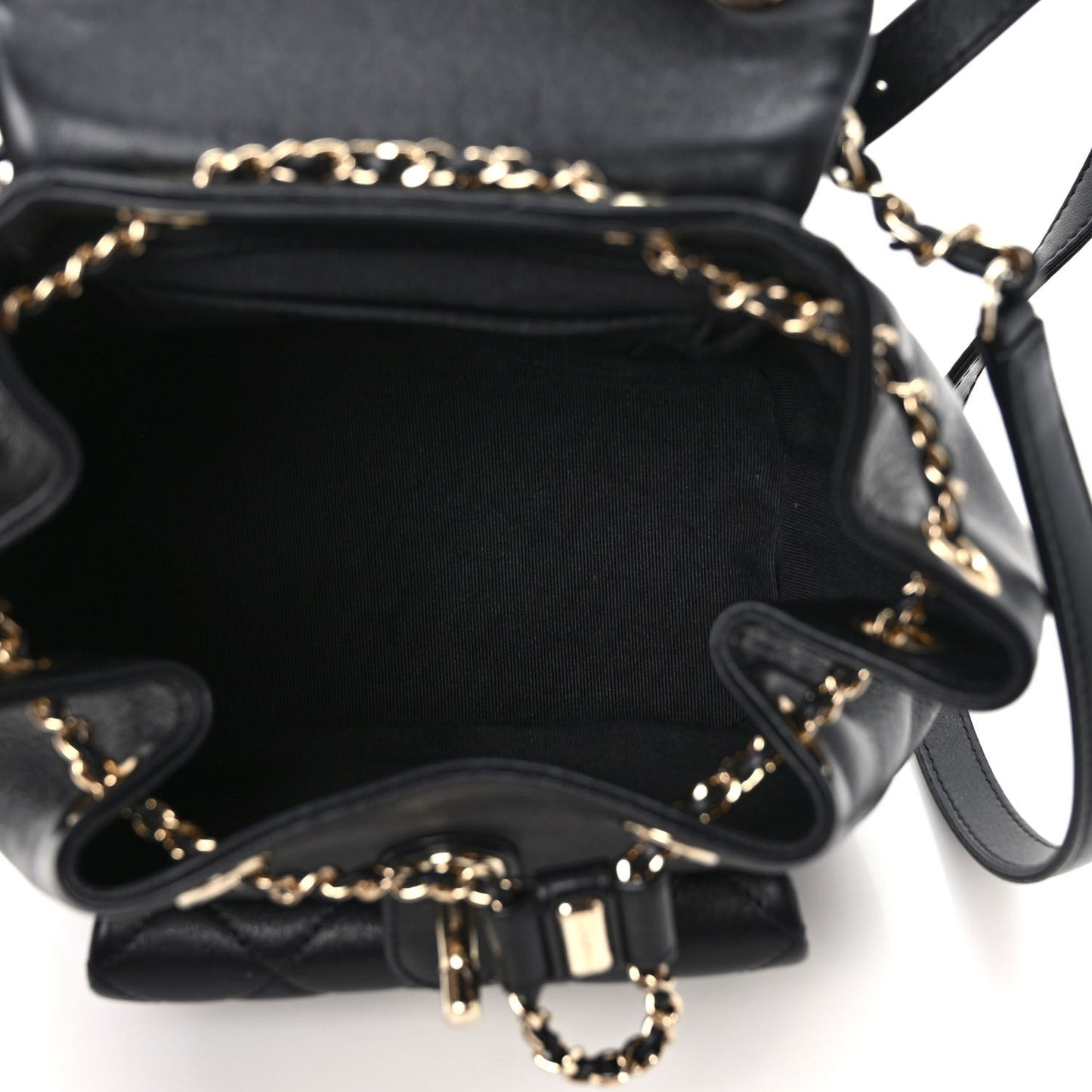 Lambskin Quilted Small Duma Drawstring Backpack Black