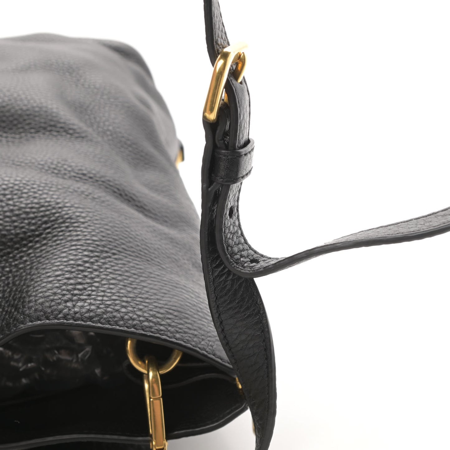 Vitello Daino Side Zip Tote Black