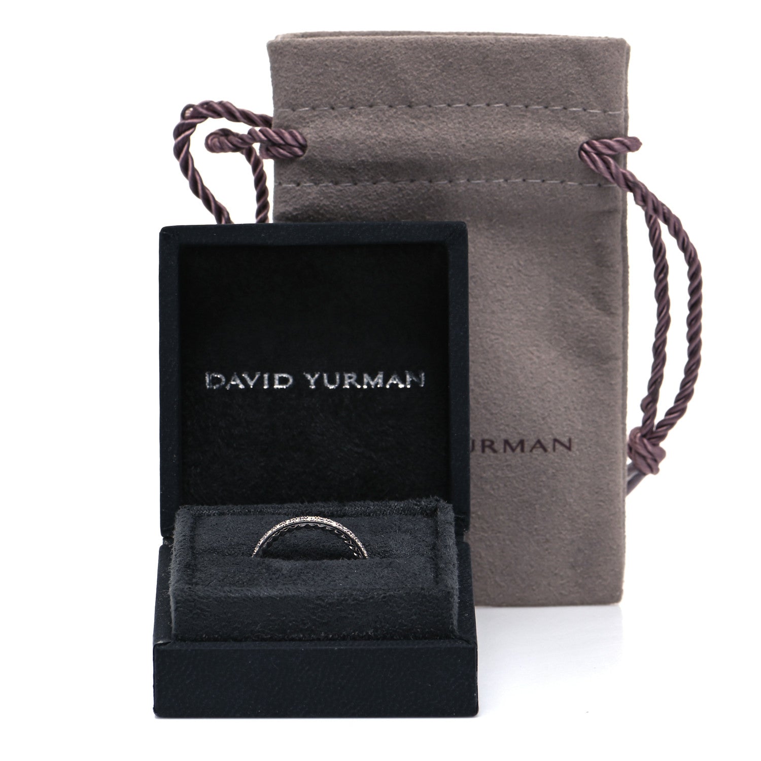 David Yurman Platinum Diamond 1.8mm Eden Eternity Wedding Band Ring 48 4.5 5 of 5