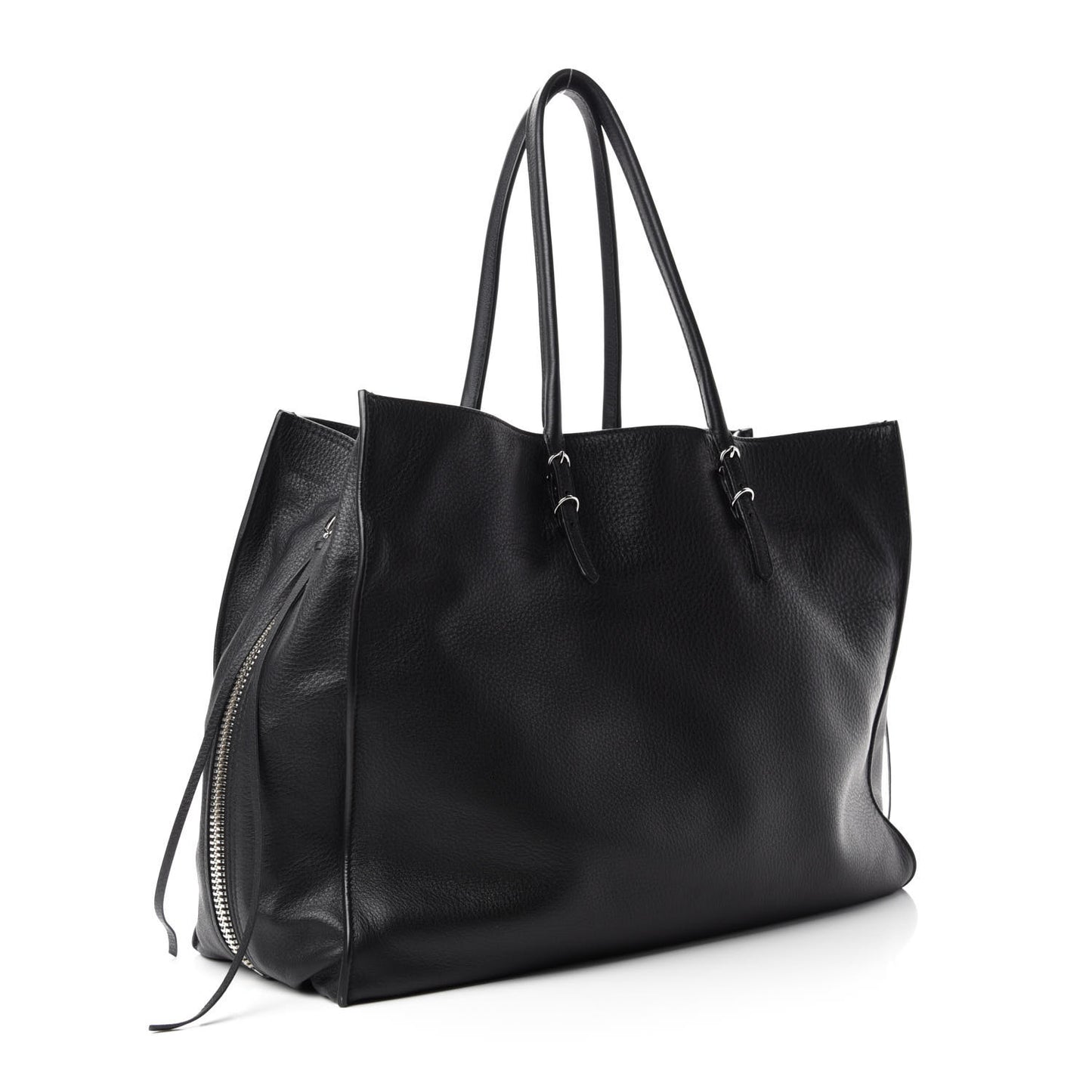 Supple Calfskin Papier A4 Zip Around Tote Black