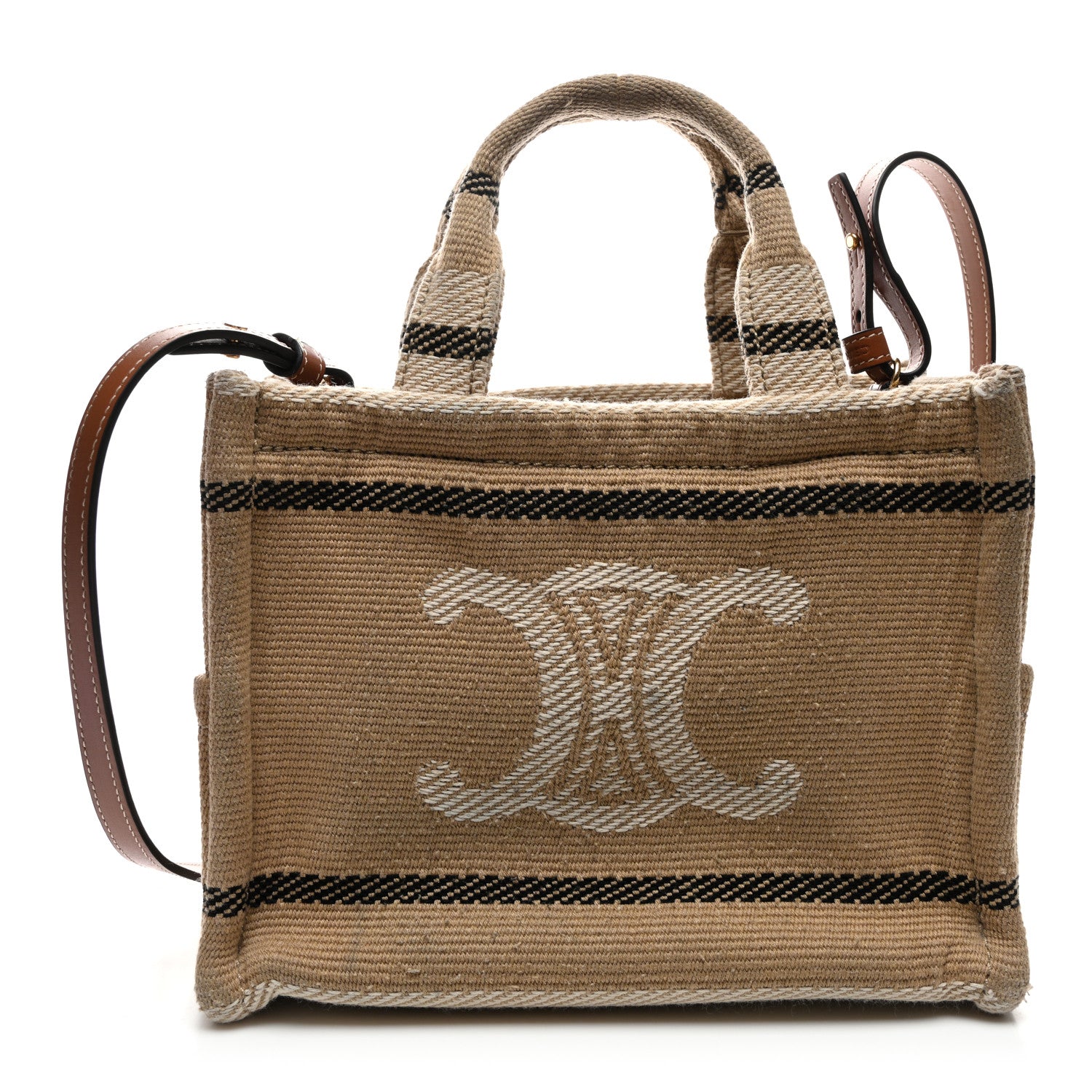 Celine Stripe Triomphe Small Cabas Beige Black 1 of 11