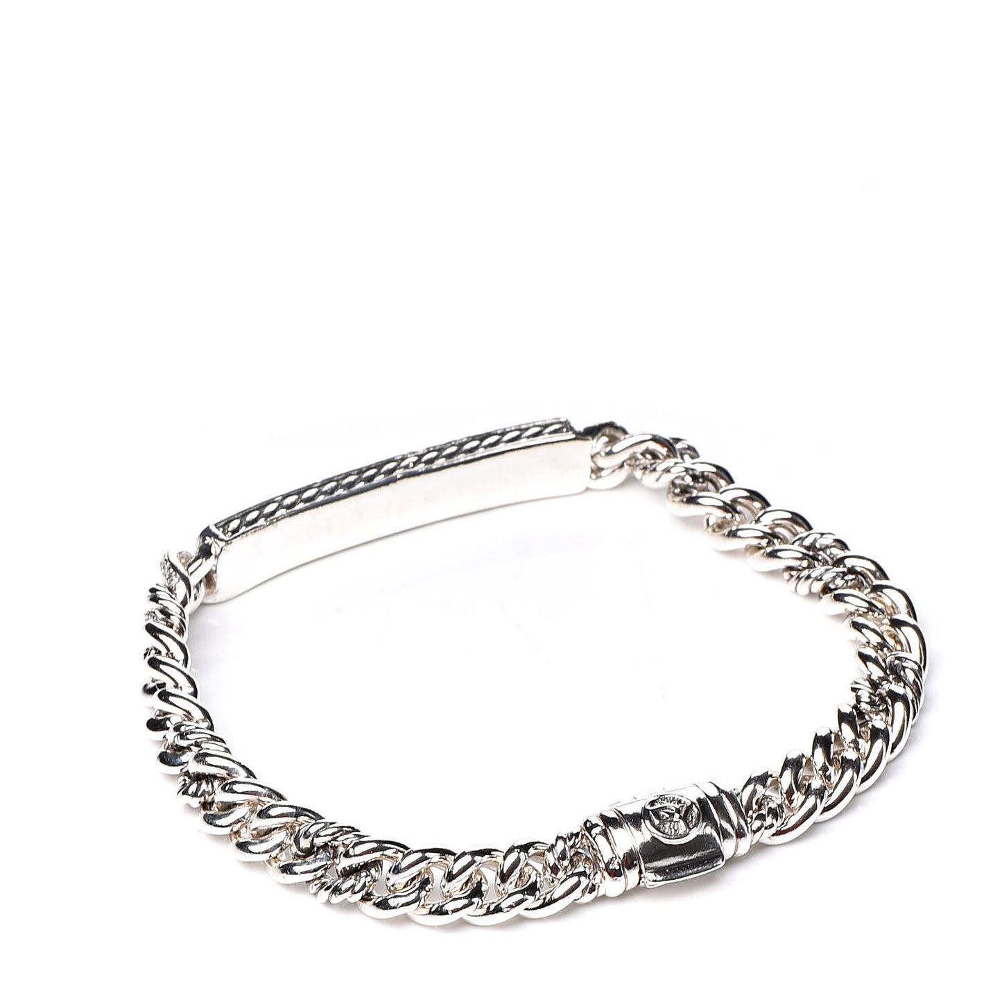 Sterling Silver Diamond 7mm Petite Pave Curb Link ID Bracelet