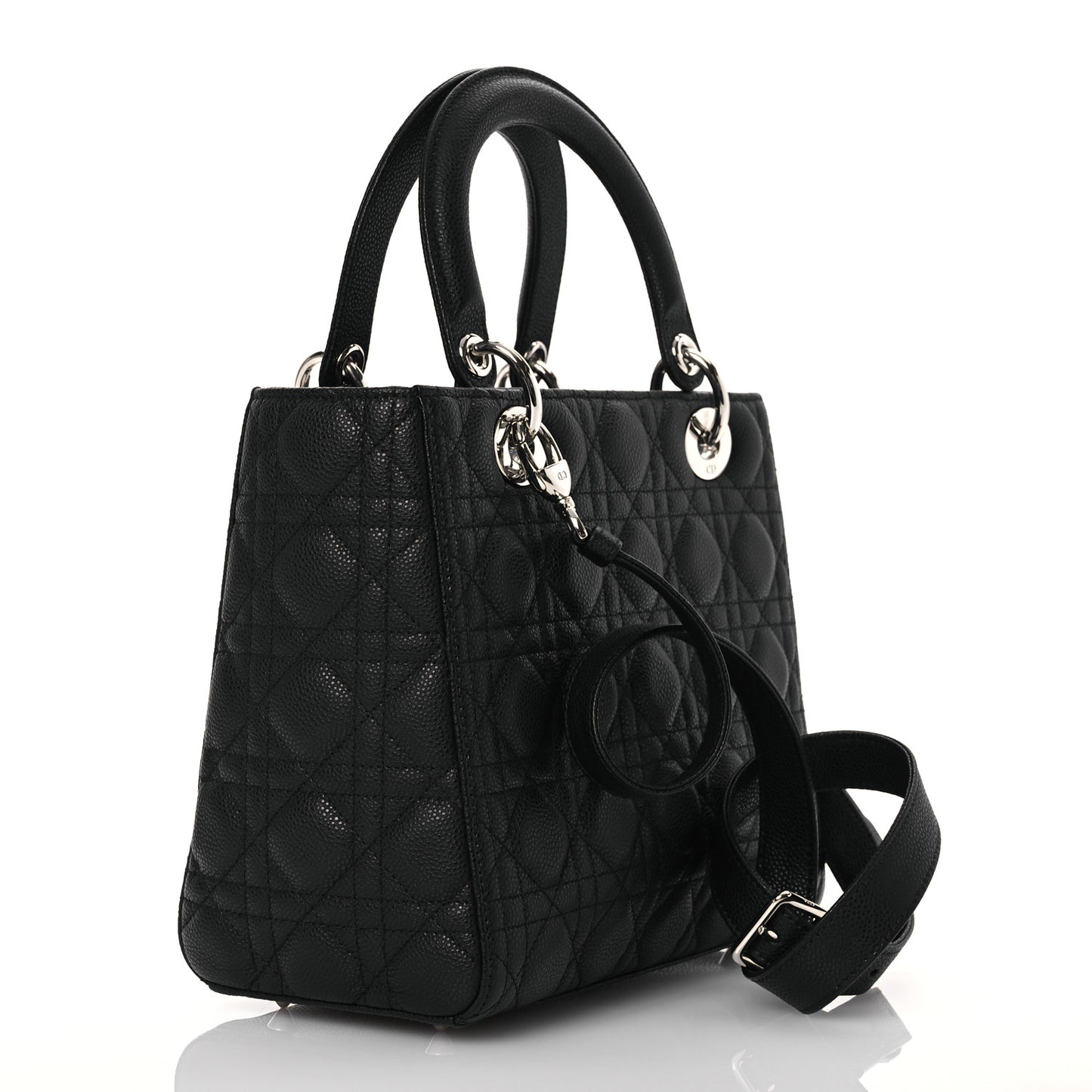 Grained Calfskin Cannage Medium Lady Dior Black