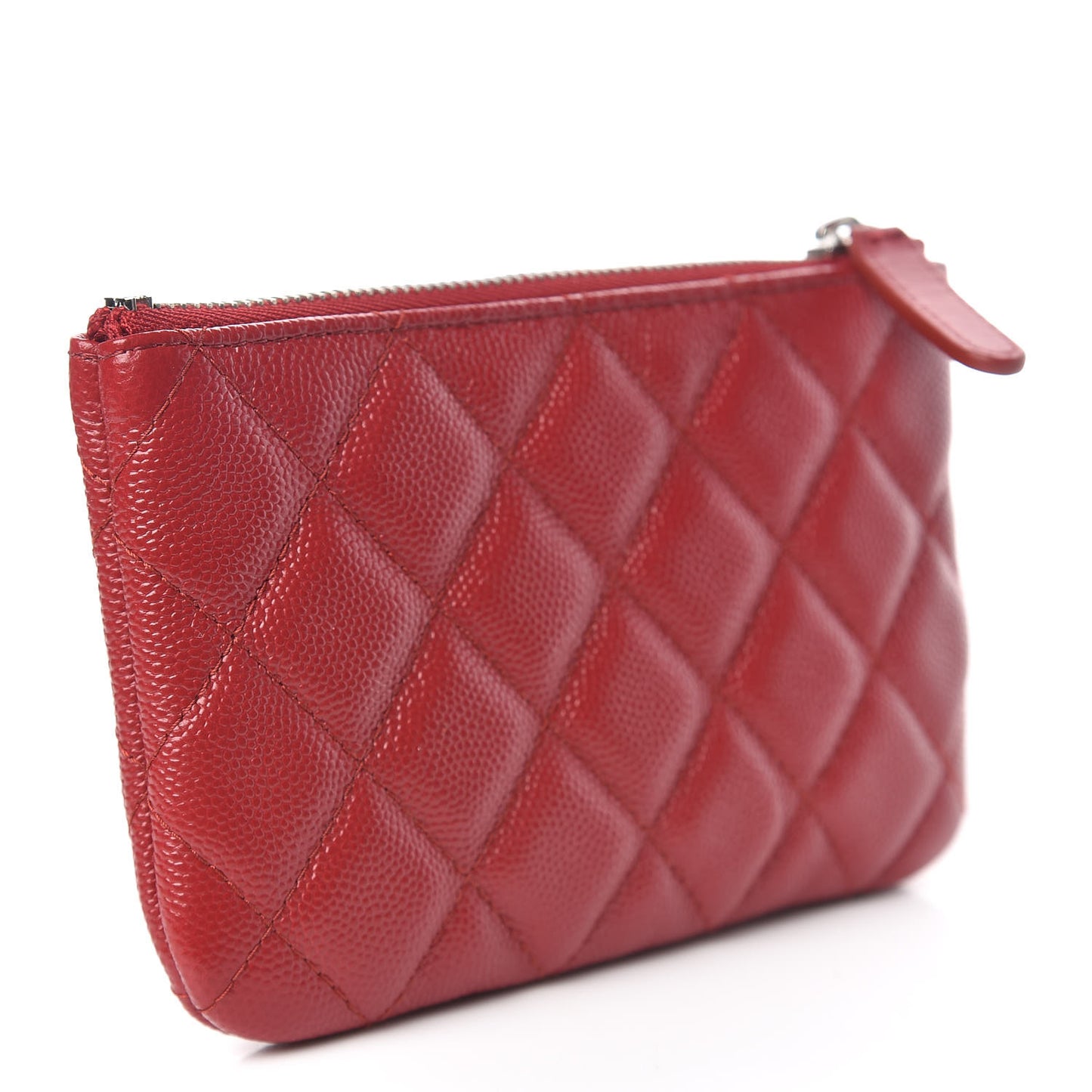 Caviar Quilted Small Cosmetic Case Red