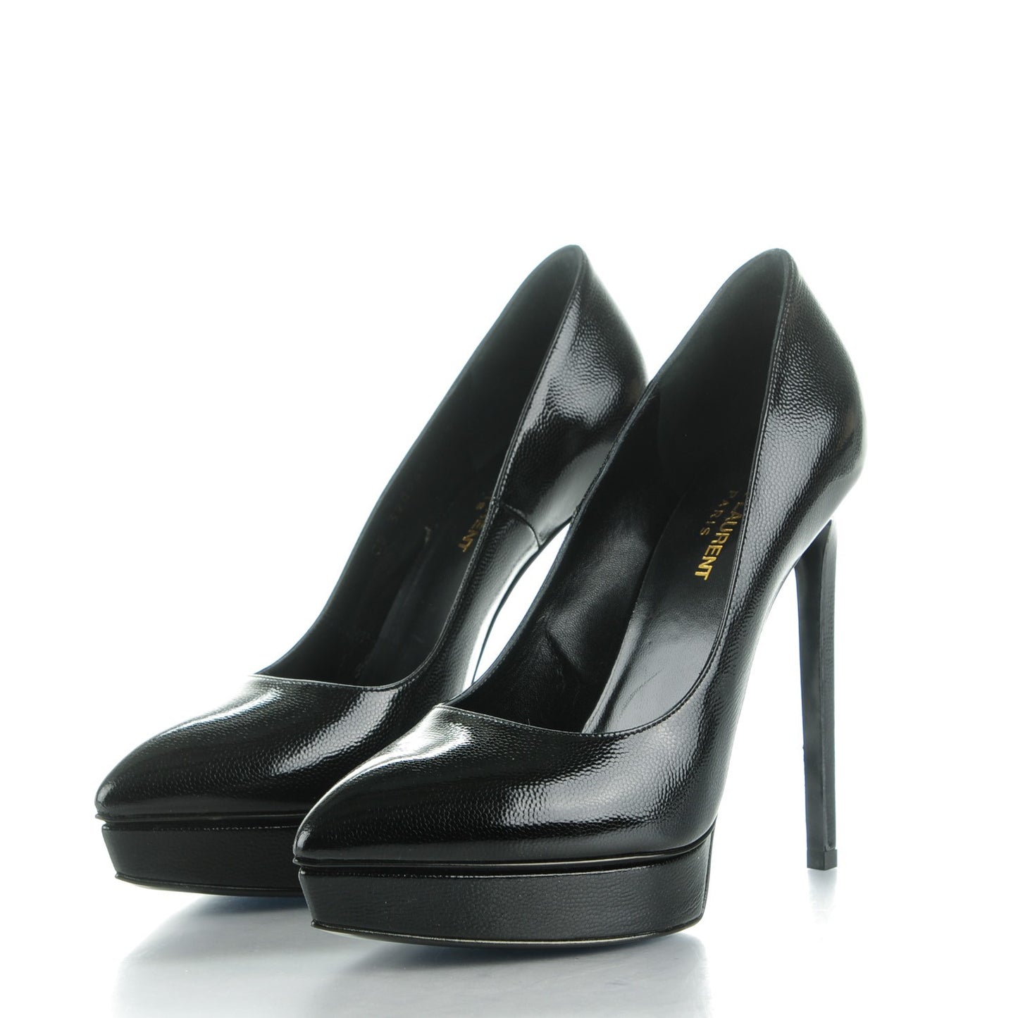Pebbled Patent Calfskin Janis 105 Pumps 39.5 Nero Black