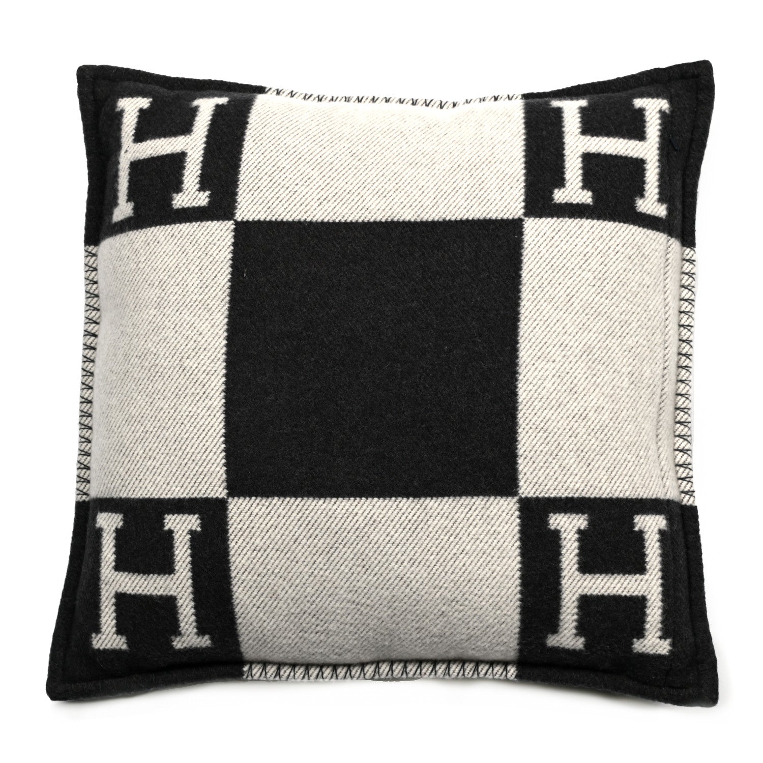 Hermes Wool Cashmere Avalon Pillow PM Ecru Gris Fonce 2 of 3