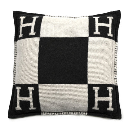 Hermes Wool Cashmere Avalon Pillow PM Ecru Gris Fonce 2 of 3
