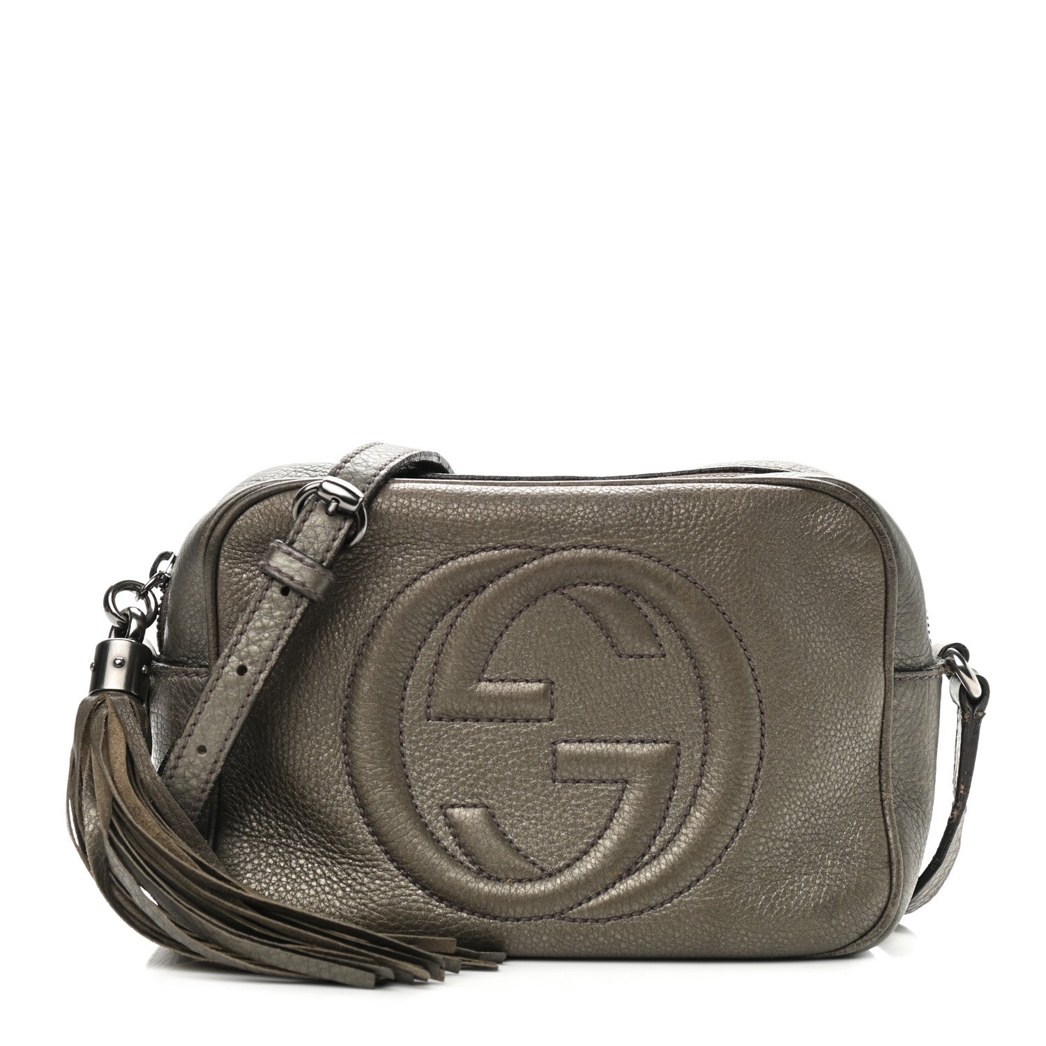 Gucci Metallic Pebbled Calfskin Small Soho Disco Bag Sasso 1 of 20