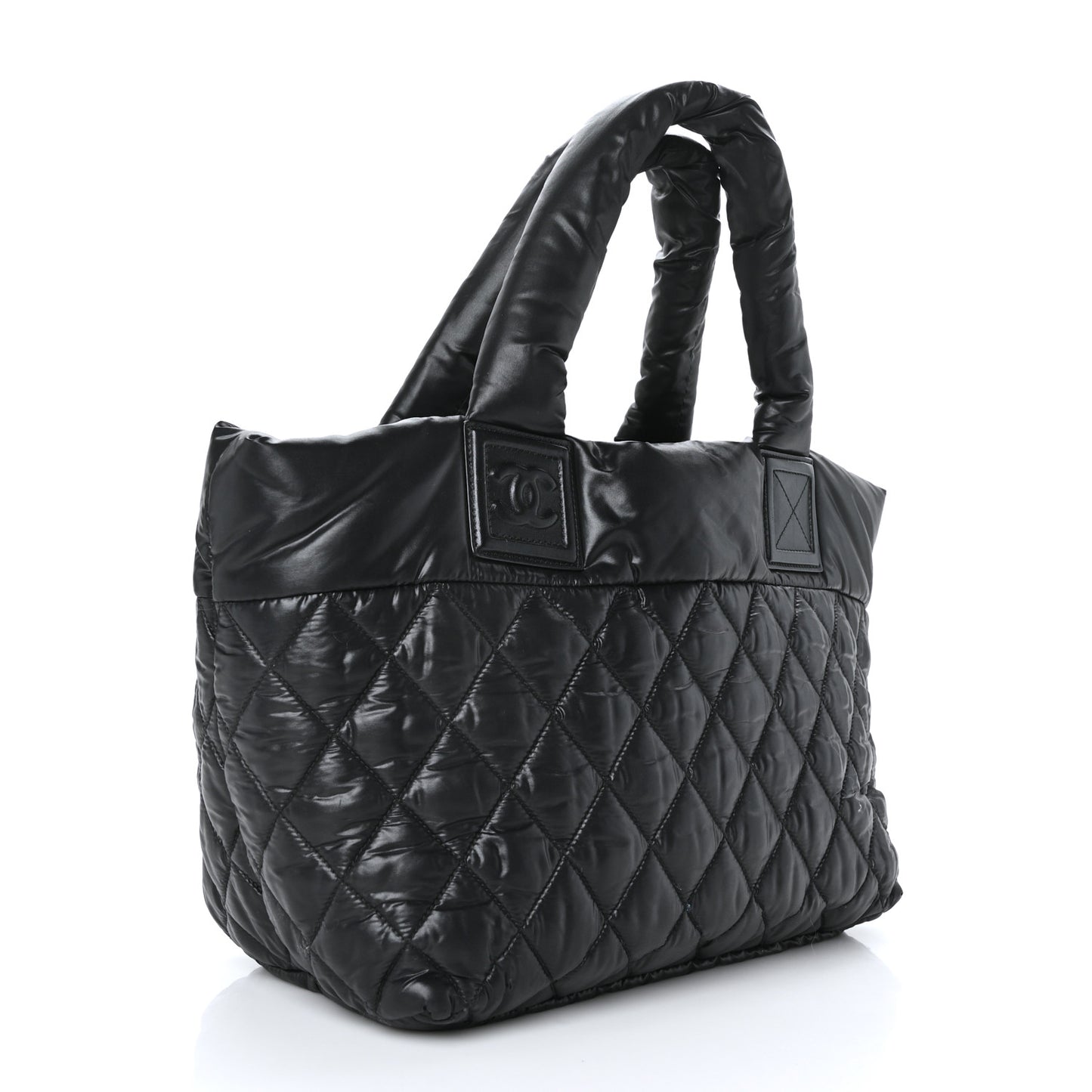 Nylon Quilted Small Coco Cocoon Tote Black