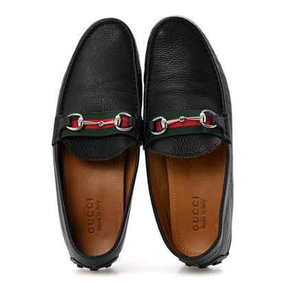 Gucci Road Calfskin Web Mens Horsebit Driver Loafers 10 Black 2 of 9