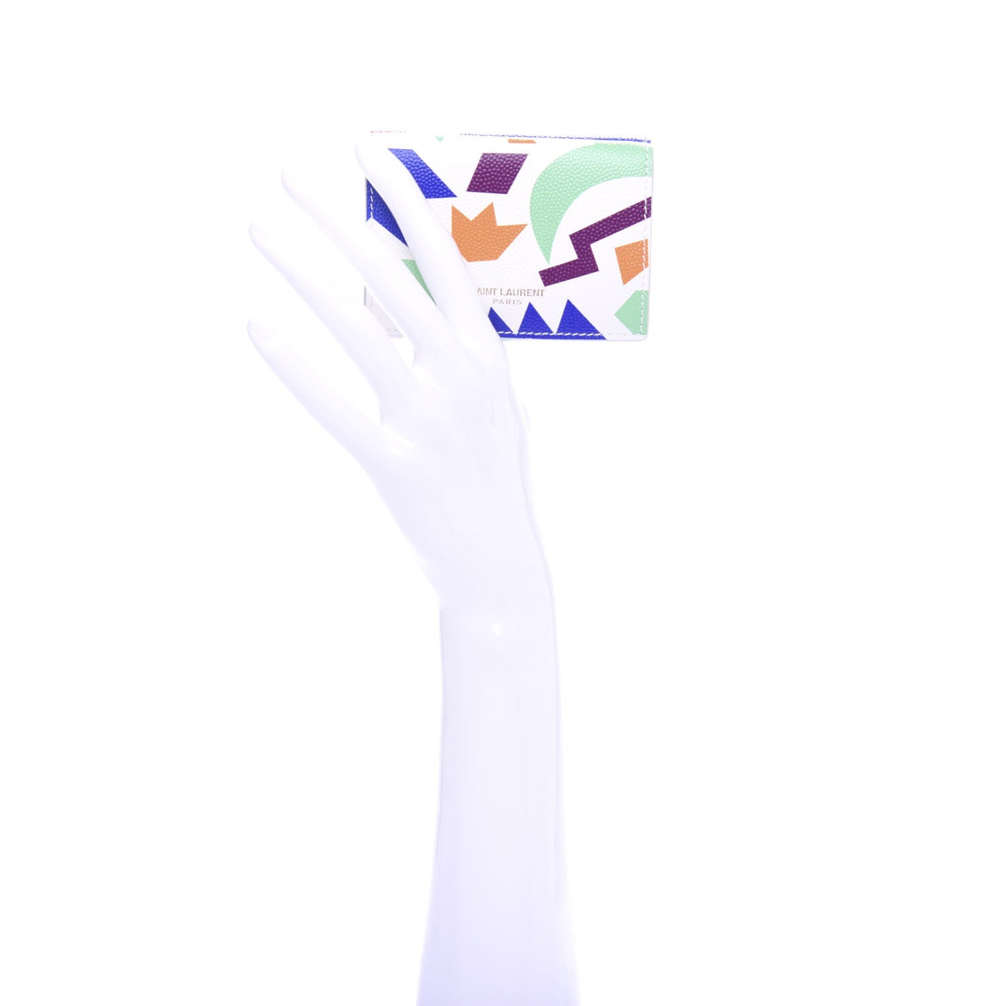 Grained Calfskin Paris Petite Compact Wallet White Multicolor