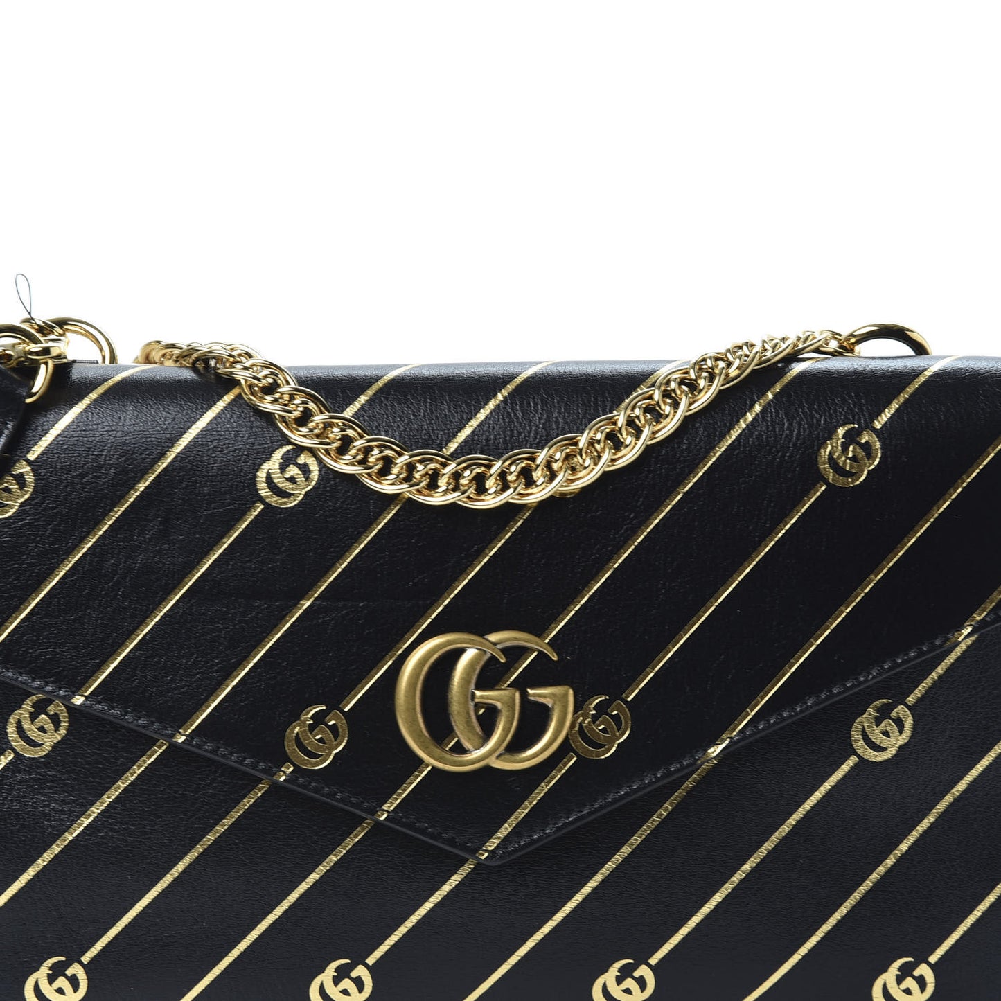 Calfskin Diagonal GG Medium Thiara Double Envelope Shoulder Bag Black White