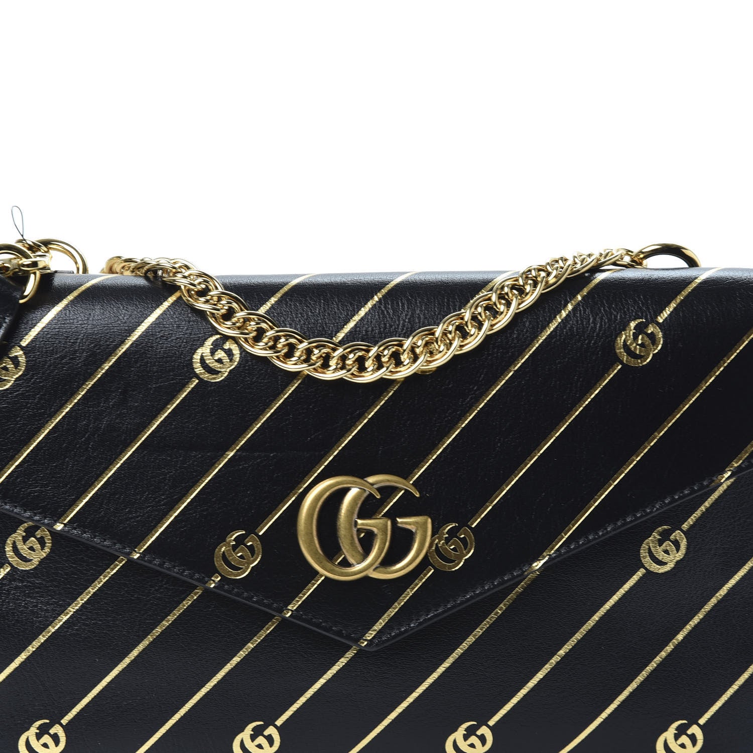 Gucci Calfskin Diagonal GG Medium Thiara Double Envelope Shoulder Bag Black White 10 of 10